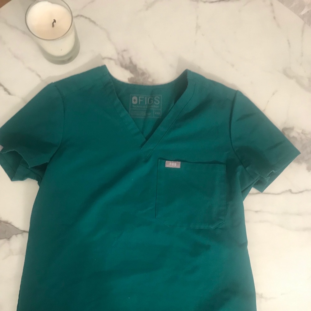 FIGS Hunter Green One Pocket Scrub Top XXS